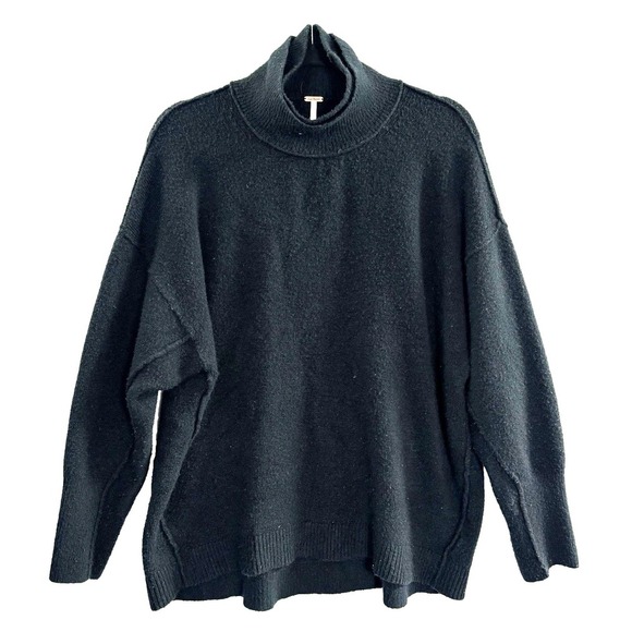Free People Sweaters - FREE PEOPLE Women Turtleneck Oversized Long Sleeve Sweater Sz XS Black 55-7
